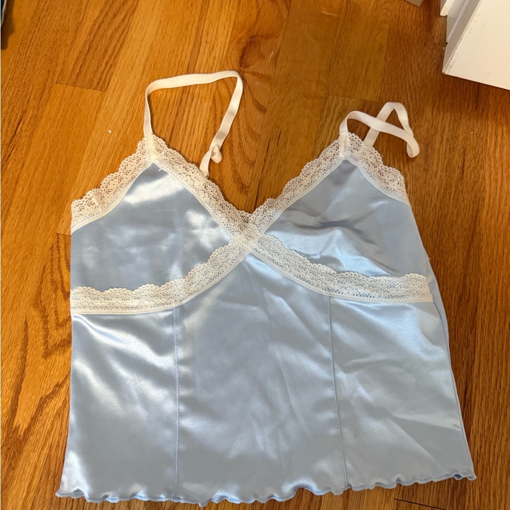 Divided Light Blue Lace Trim Chemise